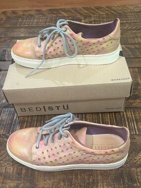 BED STU Leather Lyne Sneakers Pineapple  Sherbert brown shoes MSRP $165